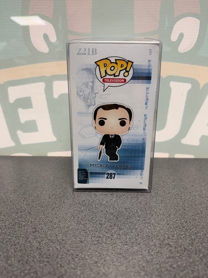 Mark Gatiss signed Mycroft Holmes Funko Pop #287 from Sherlock – illustrated side of the box