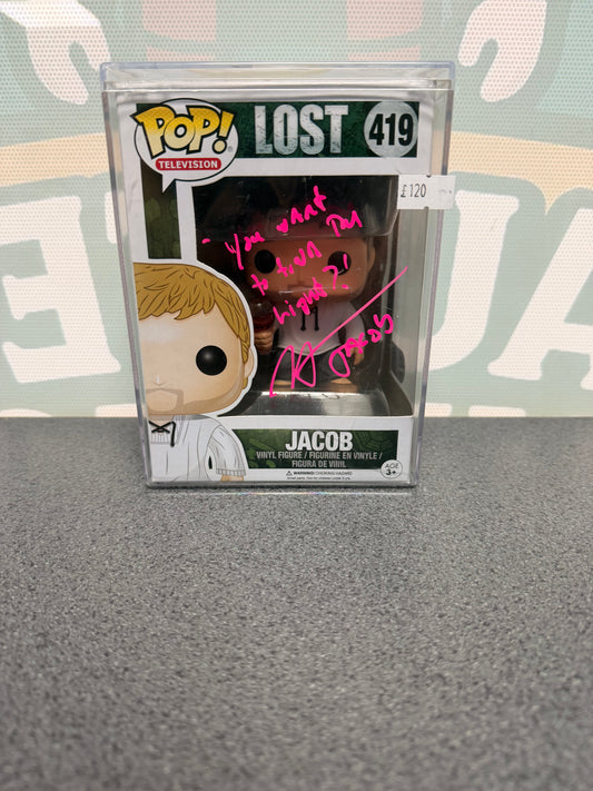 Mark Pellegrino signed Jacob Funko Pop #419 from Lost – front with autograph