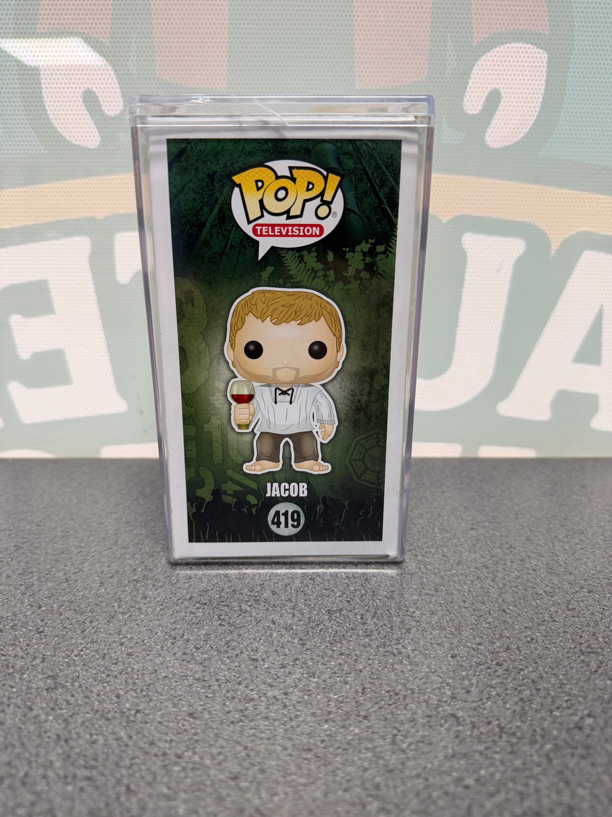 Mark Pellegrino signed Jacob Funko Pop #419 from Lost – illustrated side of the box