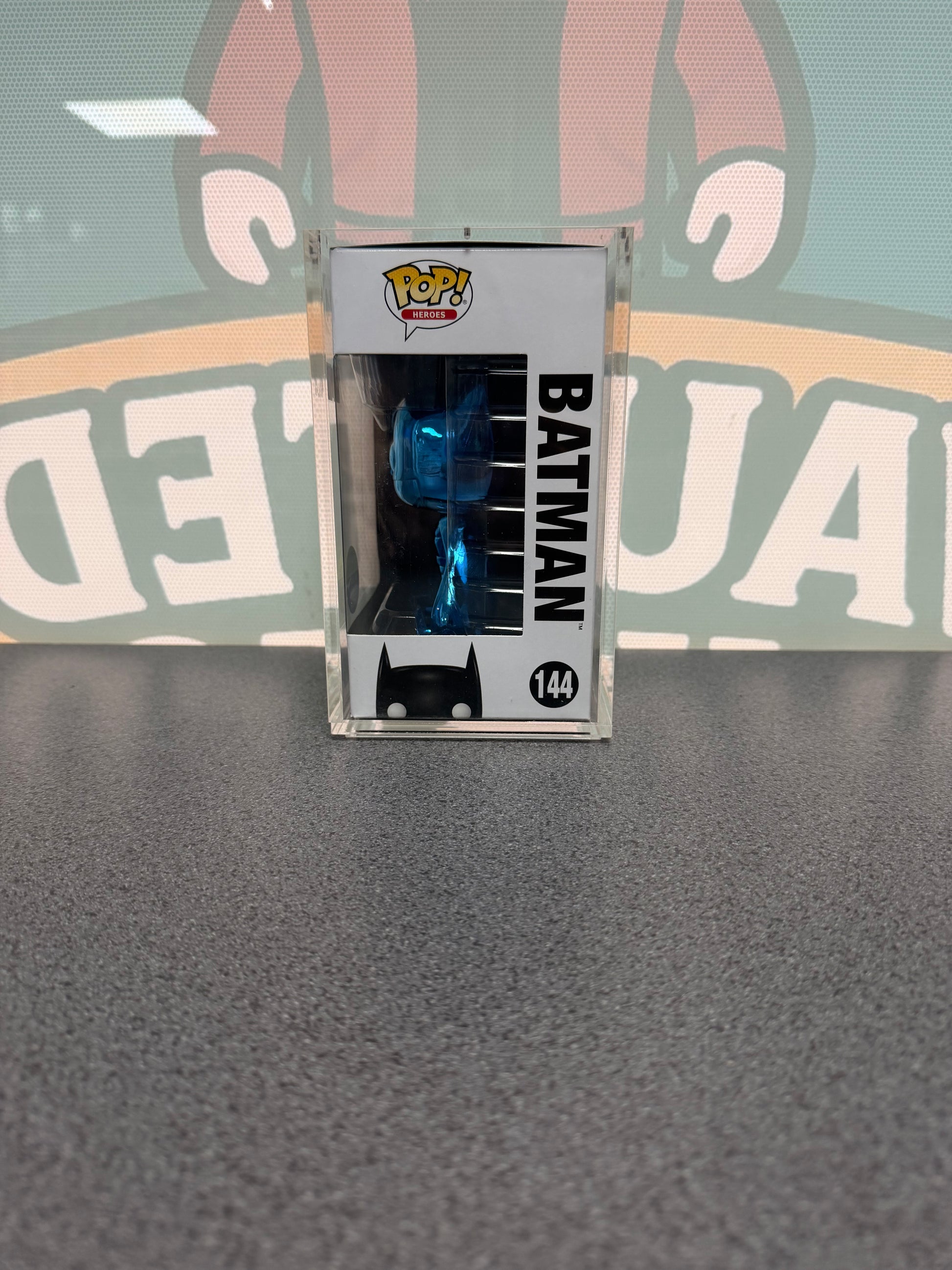 Batman (Blue Chrome) Funko Pop! #144 – Toy Tokyo San Diego 2017 – window side of box