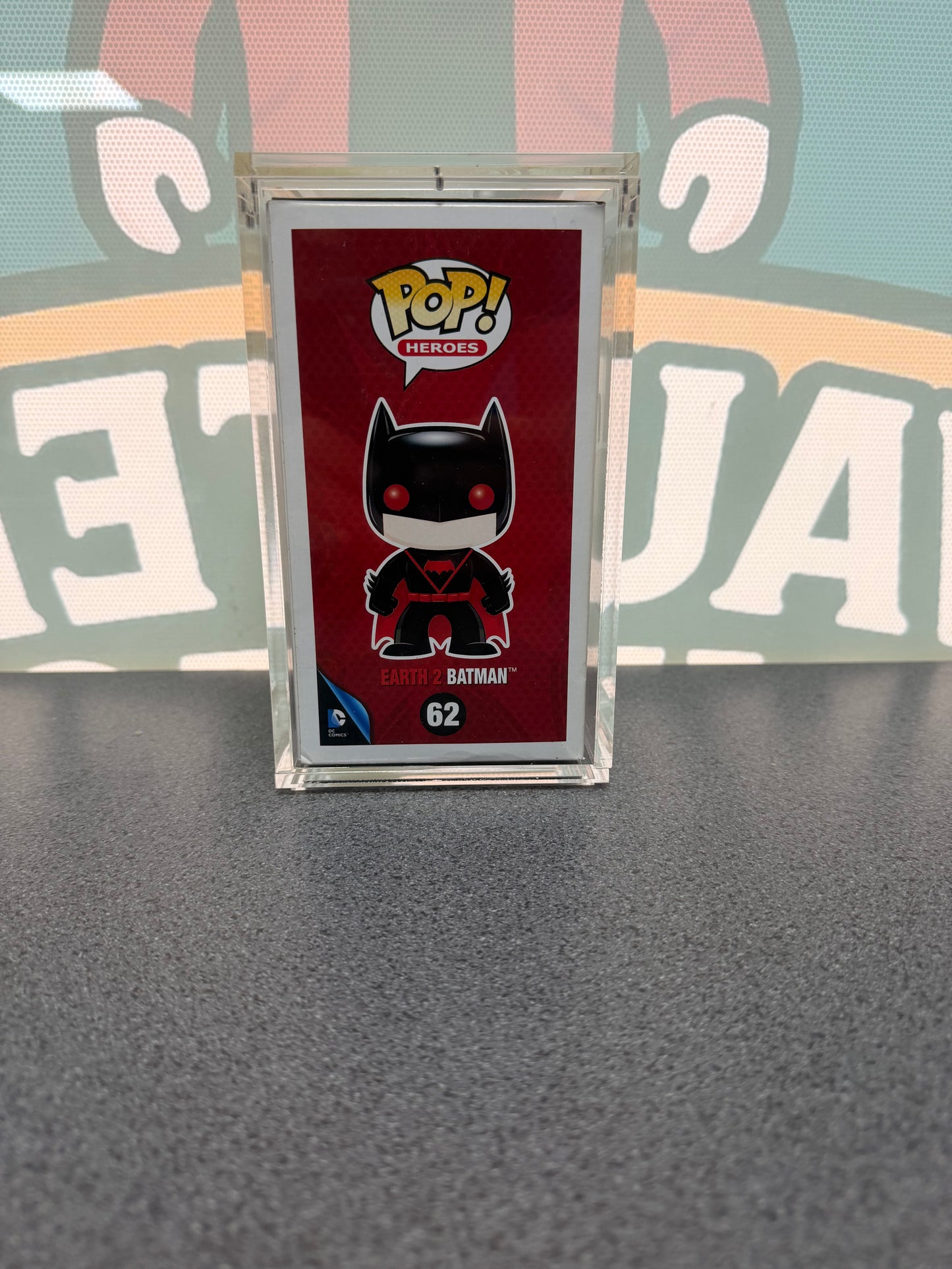 Earth 2 Batman Funko Pop! #62 – NYCC First to Market – illustrated side of box