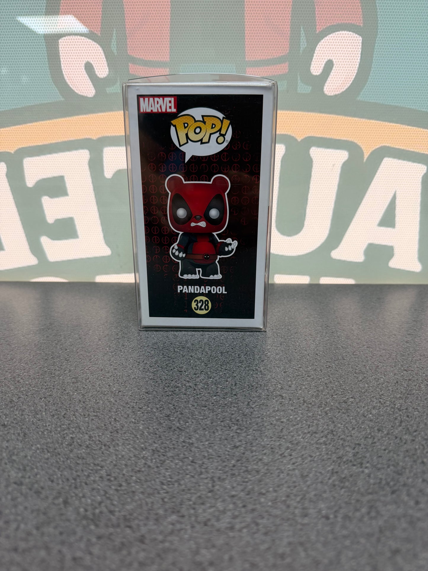 Pandapool Funko Pop! #328 – Flocked Chase – EMP Exclusive – illustrated side of box