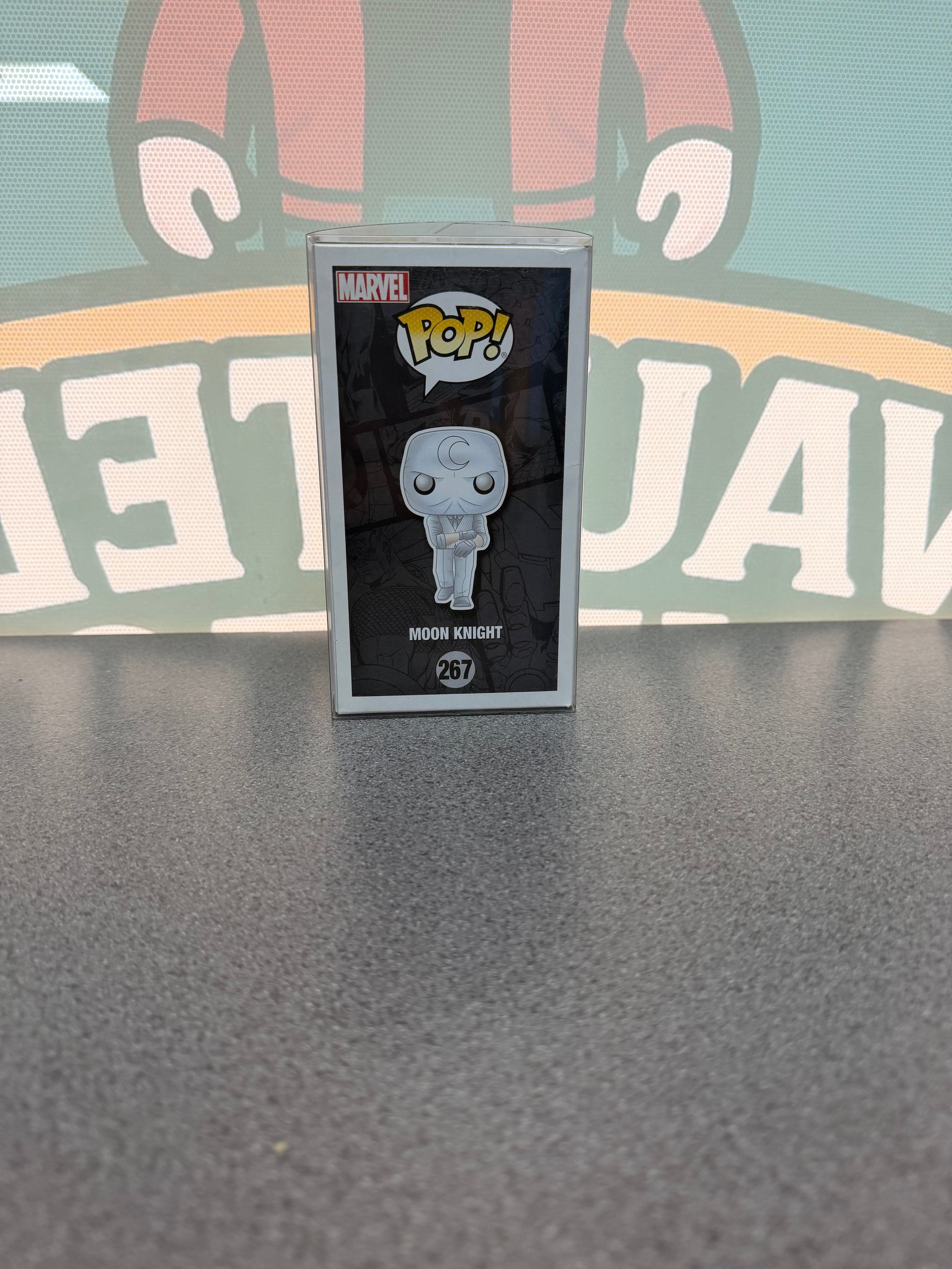 Moon Knight Funko Pop! #267 – Glow in the Dark – illustrated side of box