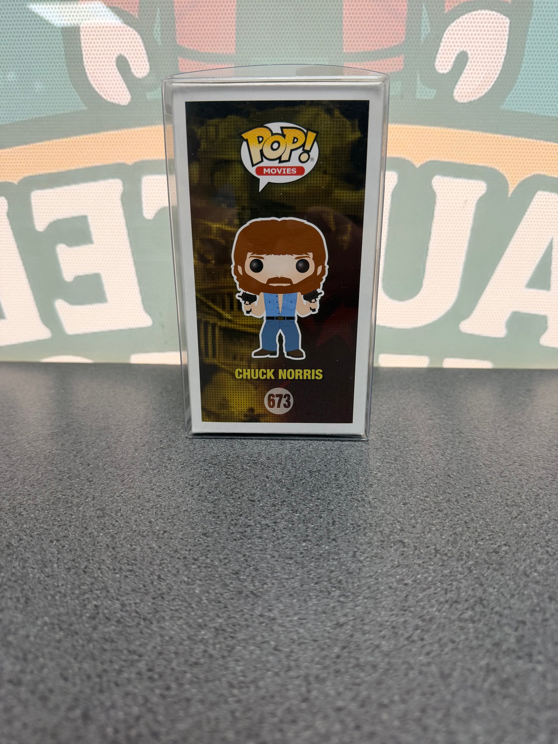 Chuck Norris Funko Pop! #673 – Target Exclusive – illustrated side of box