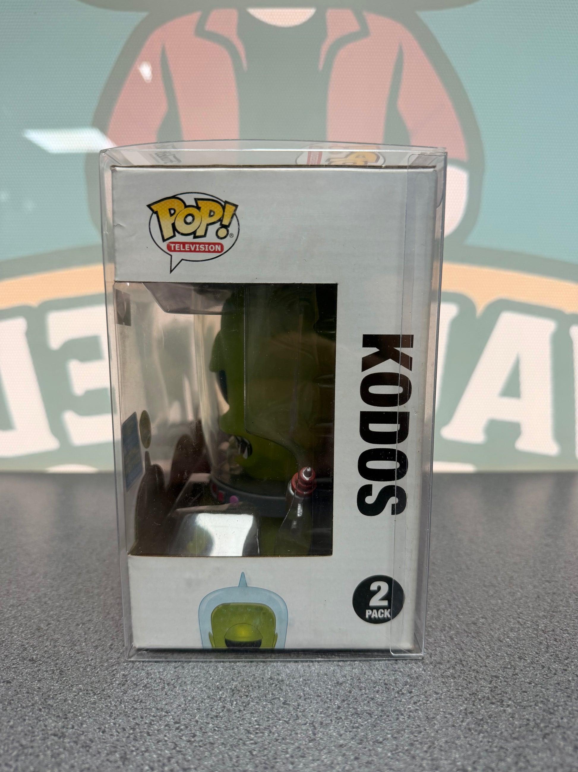 Kang & Kodos Funko Pop! – Glow 2-Pack – 2019 Summer Convention – window side of box