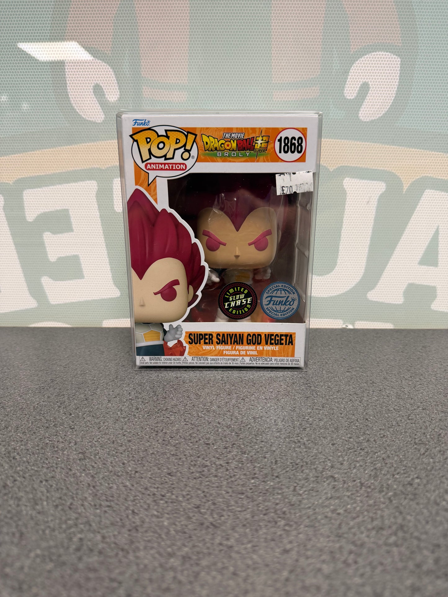 Super Saiyan God Vegeta Funko Pop! #1868 – Glow Chase – front of box