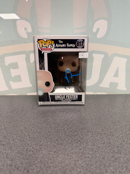 Uncle Fester Funko Pop! #817 – front of box with autograph
