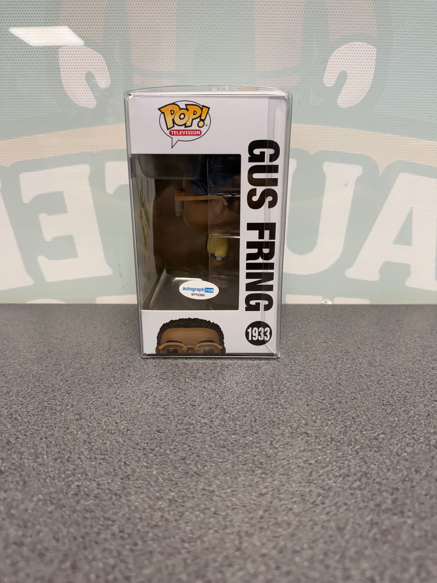 Gus Fring Funko Pop! #1933 – window side of box with ACOA sticker