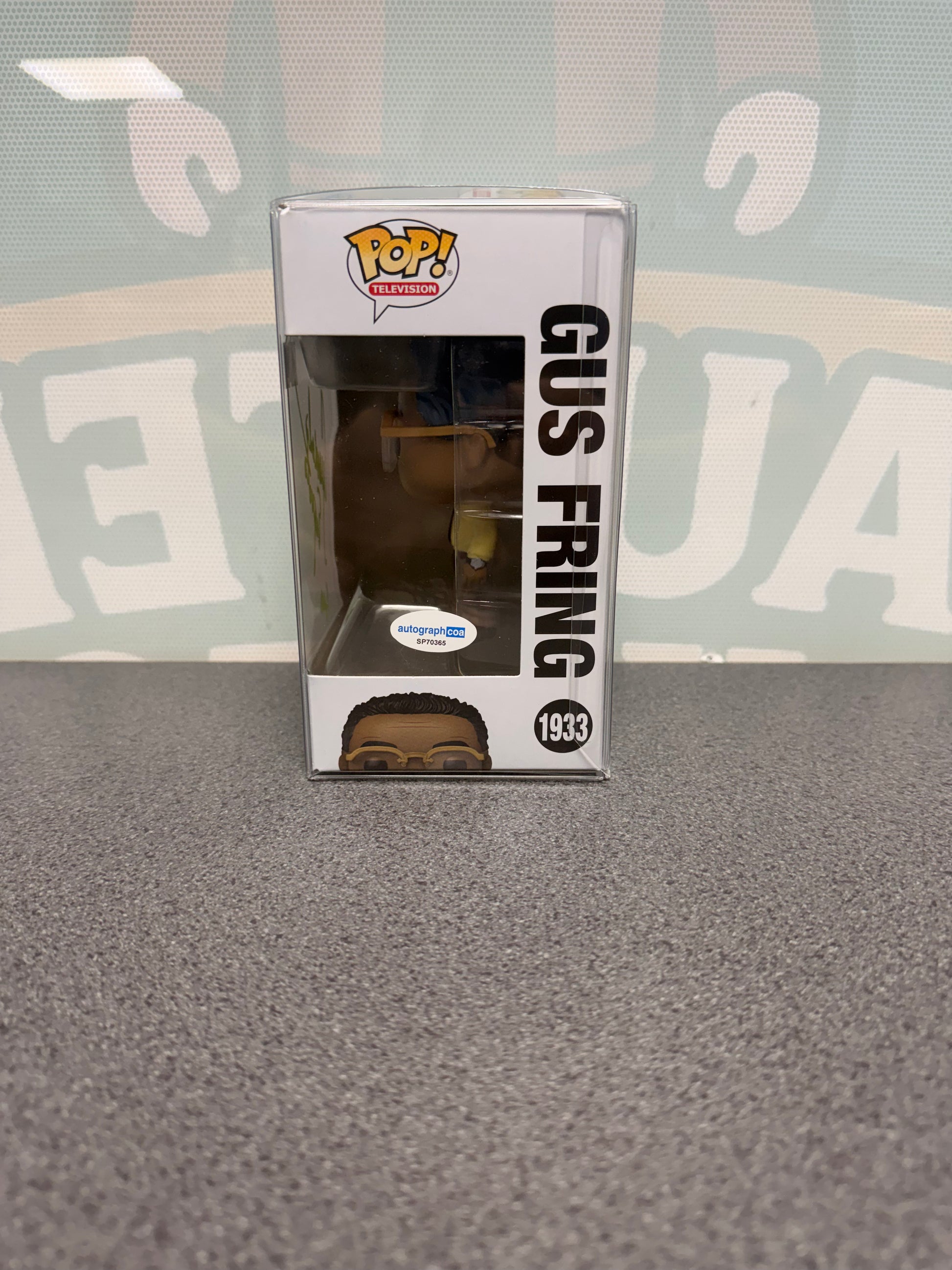 Gus Fring Funko Pop! #1933 – window side of box with ACOA sticker