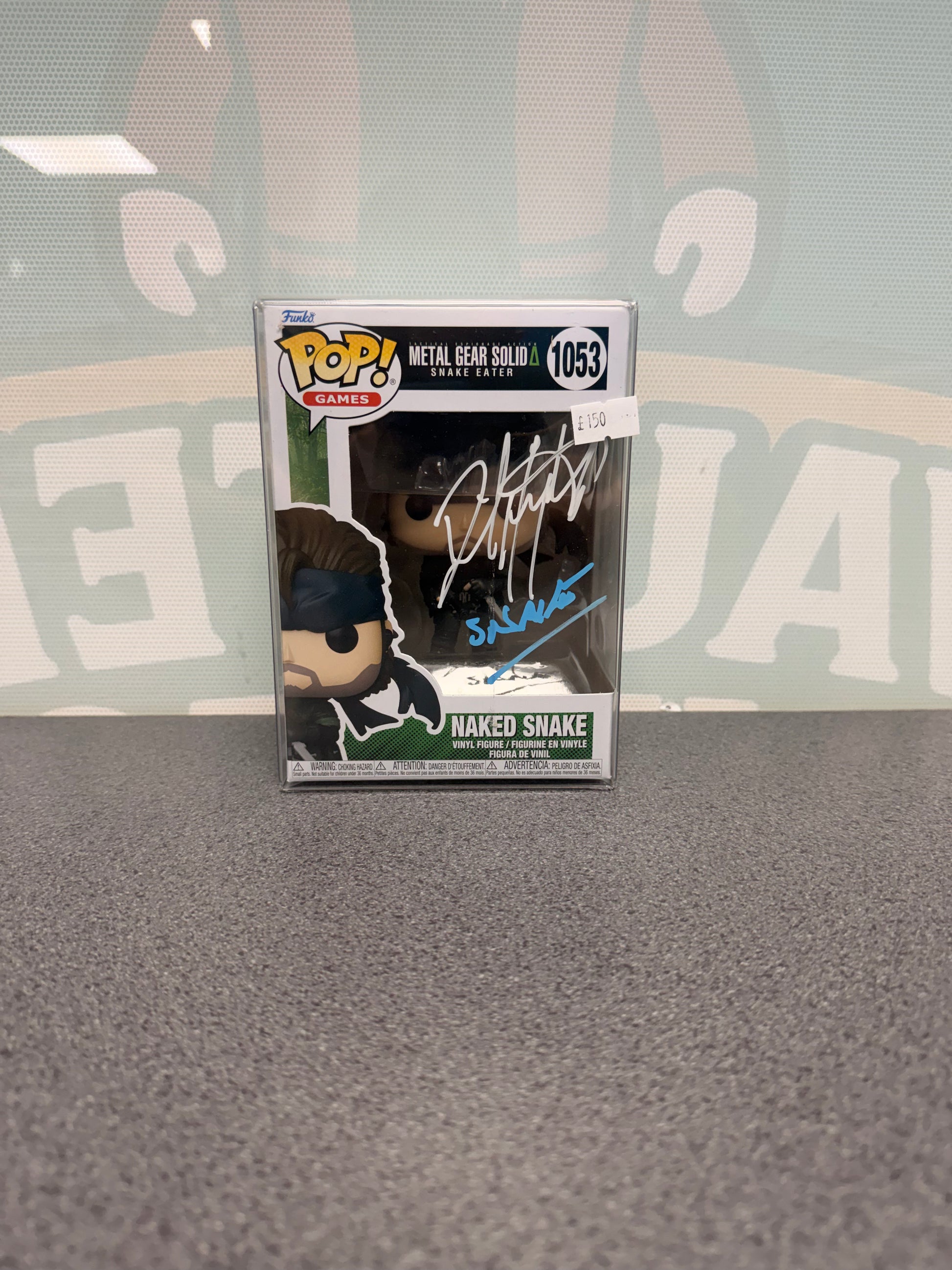 Naked Snake Funko Pop! #1053 – front of box with autograph