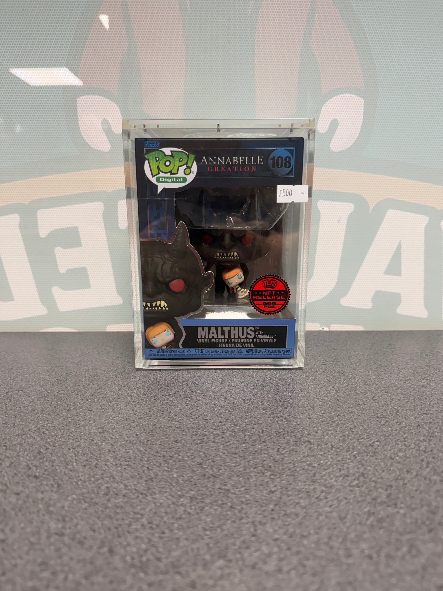 Malthus with Annabelle Funko Pop! Digital #108 – front of box with NFT Release sticker