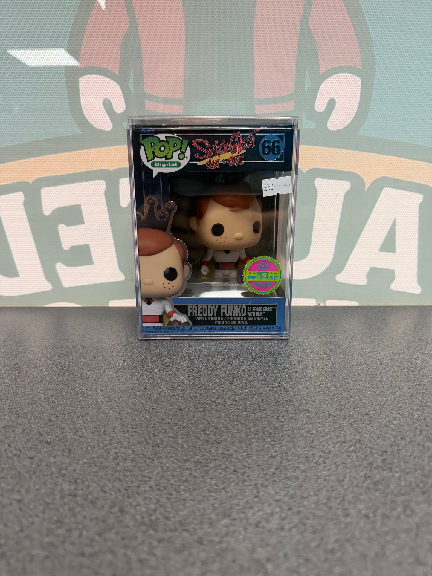 Freddy Funko as Space Ghost with Blip Funko Pop! Digital #66 – front of box with NFT Release sticker