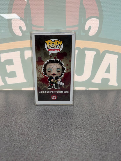 Leatherface (Pretty Woman Mask) Funko Pop! #623 Hot Topic Exclusive – The Texas Chainsaw Massacre – illustrated side of box