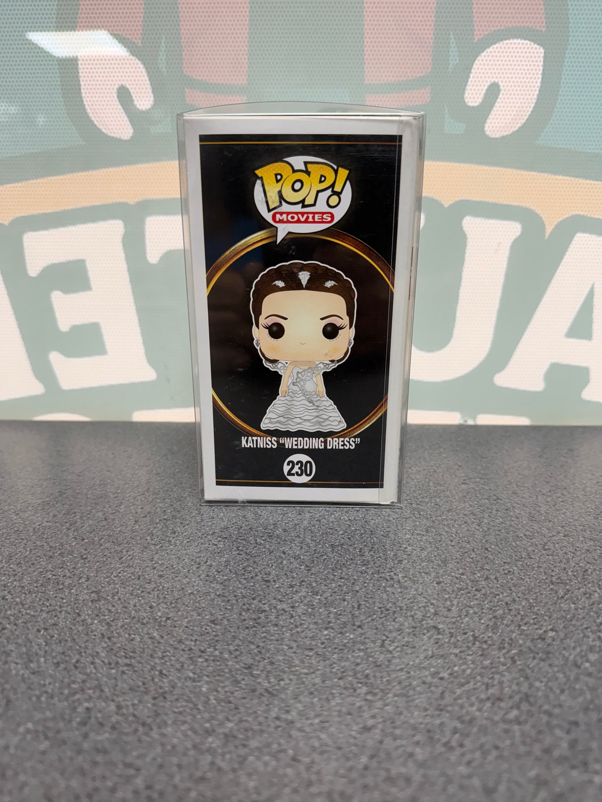 Katniss (Wedding Dress) Funko Pop! #230 – The Hunger Games – illustrated side of box