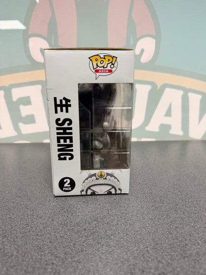 Sheng & Dan Funko Pop! Asia 2-Pack – Beijing Opera – Sheng window side with box wear and lifted top flap