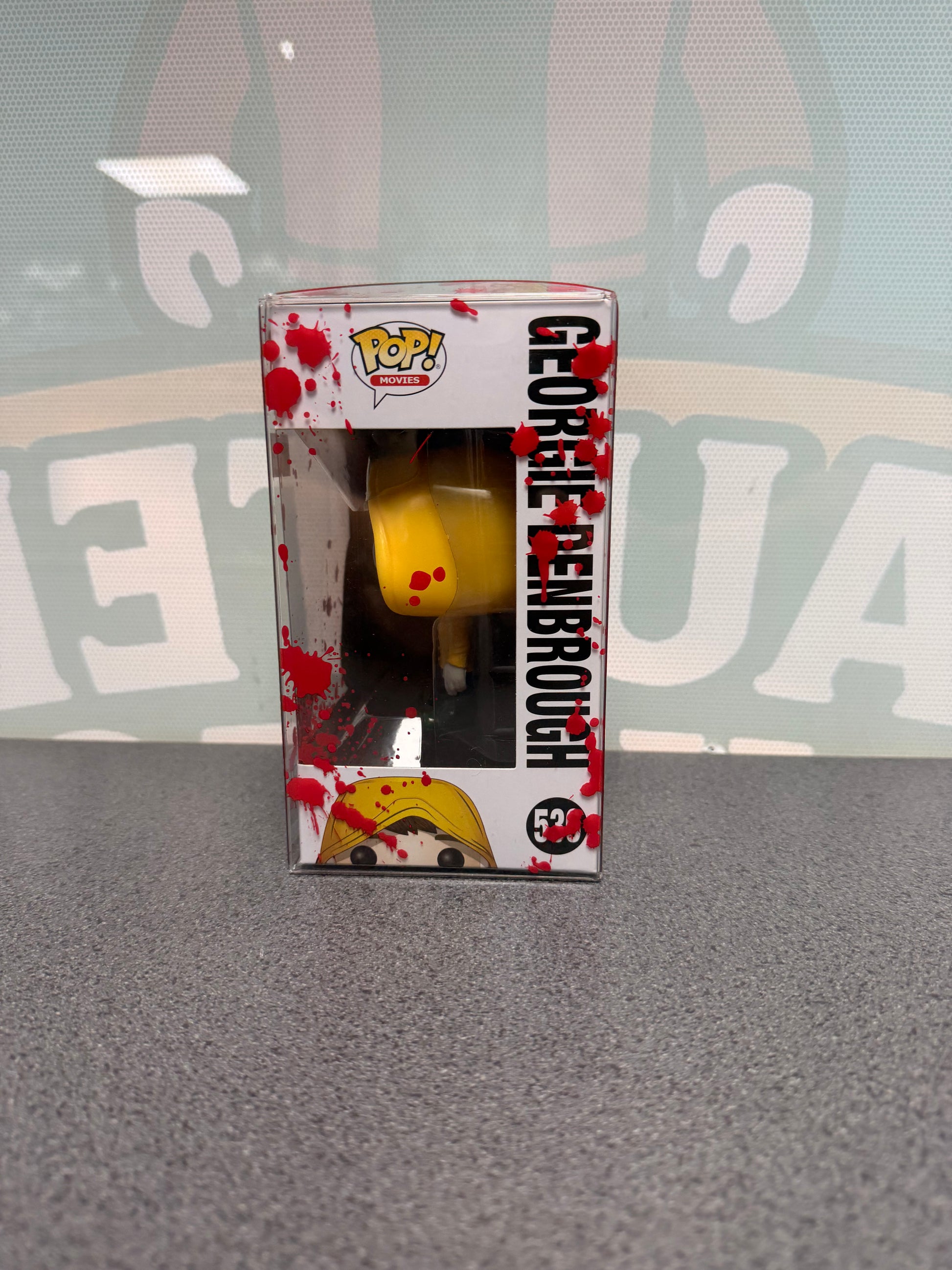 Georgie Denbrough Funko Pop! #536 Chase – IT – window side of box in red-splatter protector