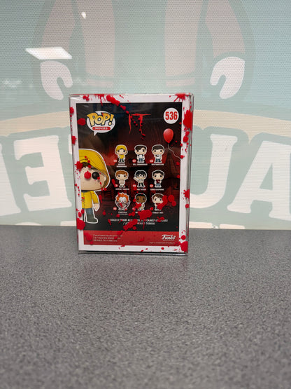 Georgie Denbrough Funko Pop! #536 Chase – IT – back of box in red-splatter protector