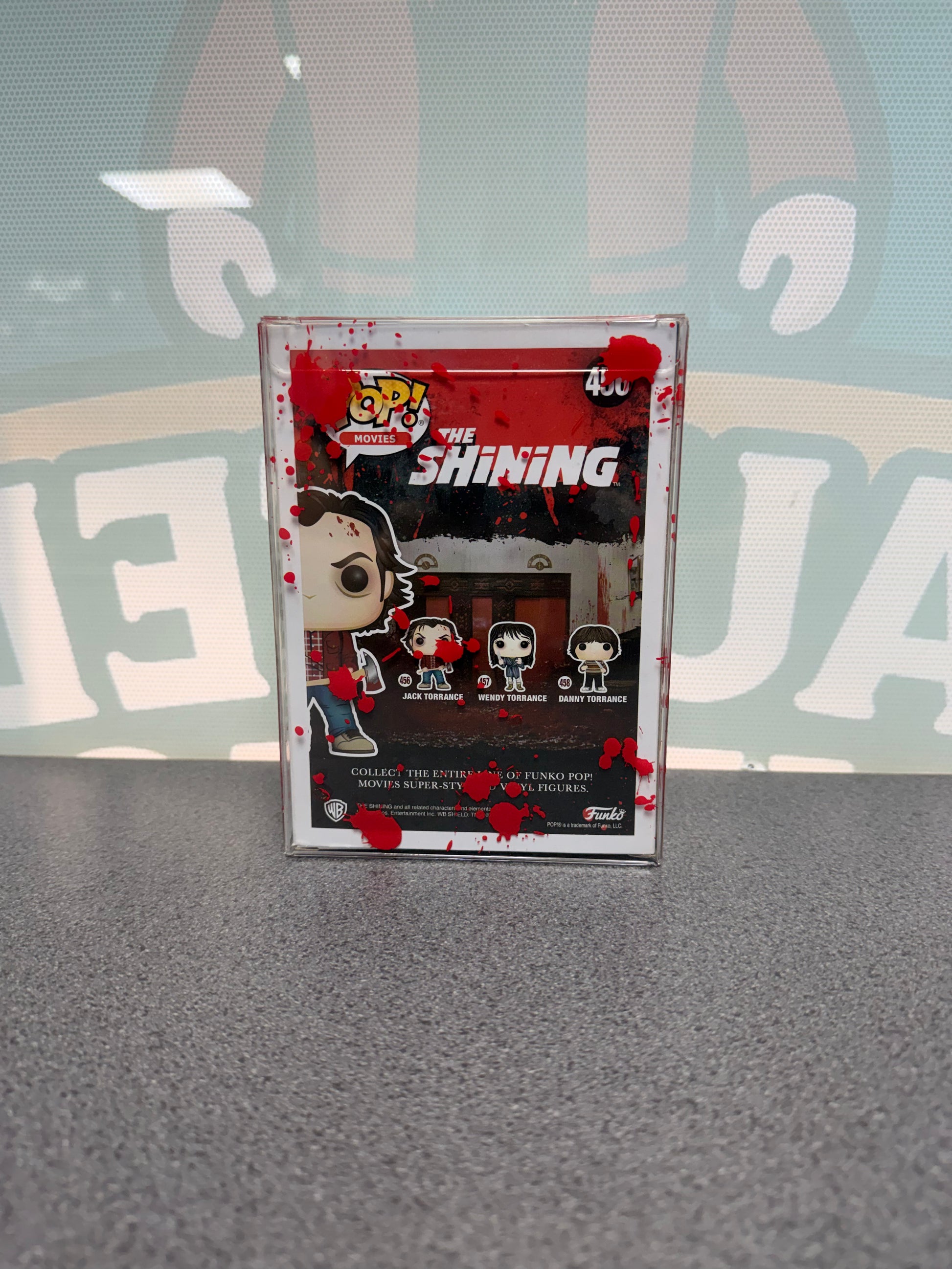 Jack Torrance Funko Pop! #456 Frozen Chase – The Shining – back of box in red-splatter protector