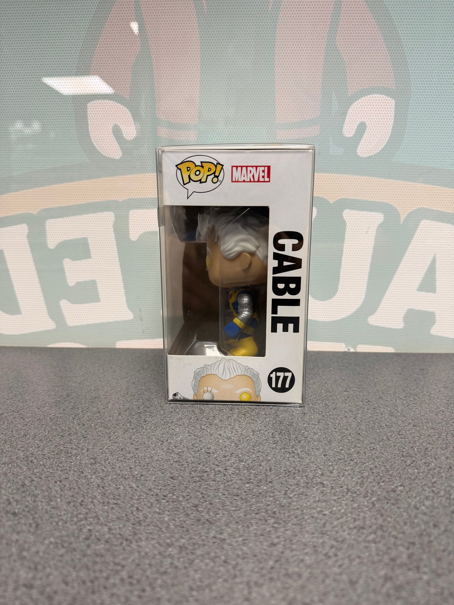 Cable #177 Funko Pop! from Marvel X-Men – window side of box