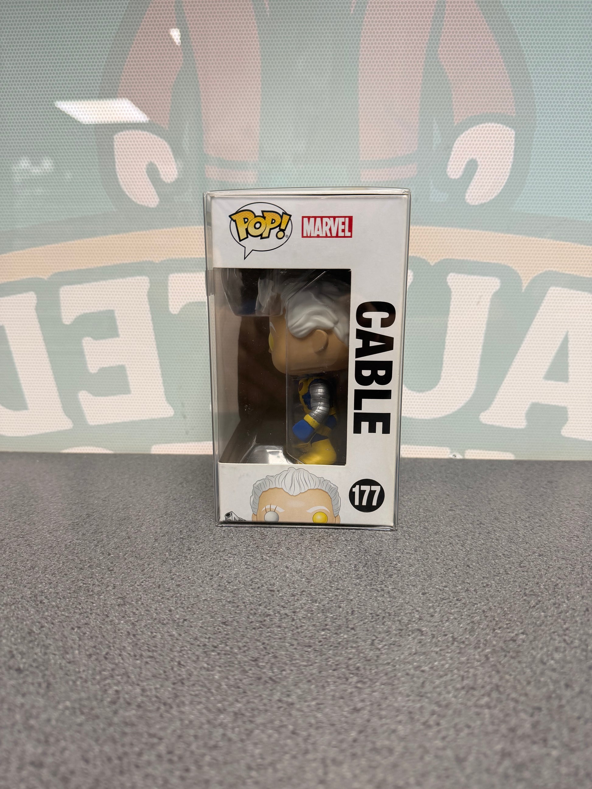 Cable #177 Funko Pop! from Marvel X-Men – window side of box