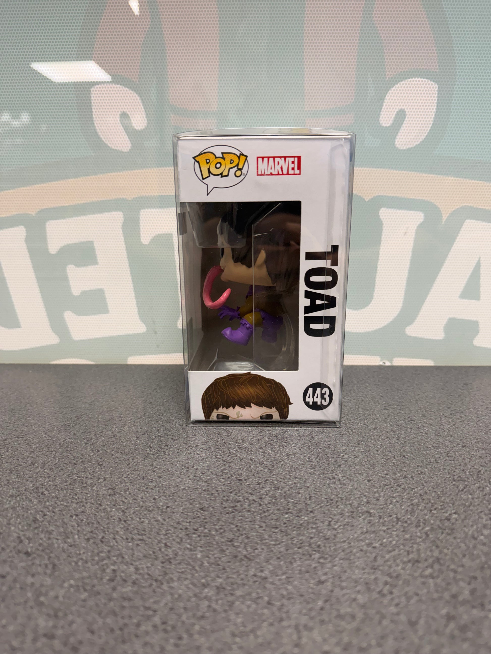 Toad #443 2020 Spring Convention Funko Pop! from Marvel X-Men – window side of box