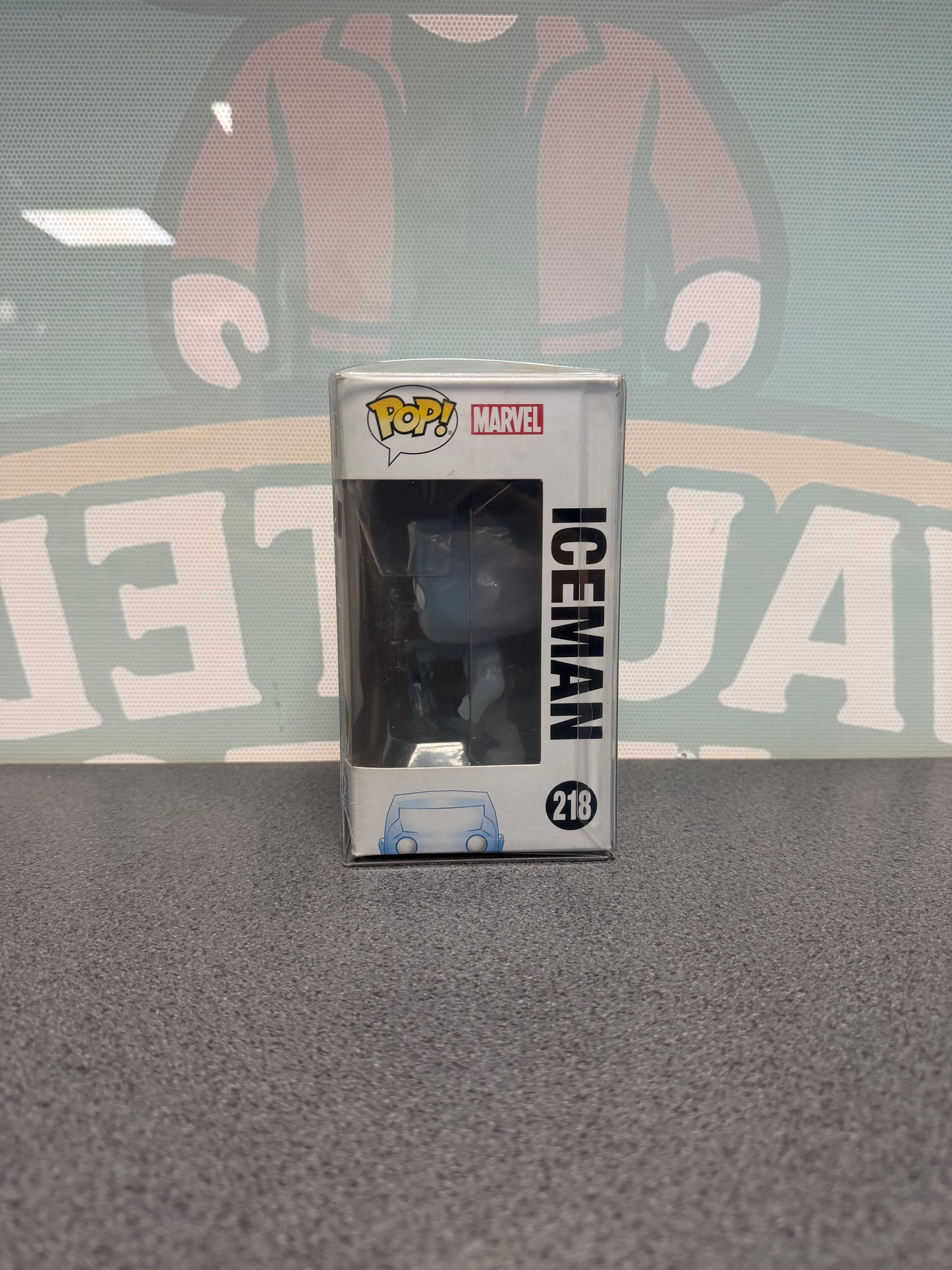 Iceman #218 Specialty Series Funko Pop! from Marvel X-Men – window side of box