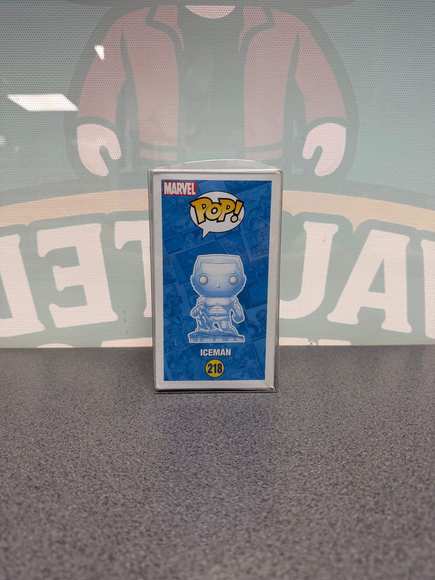 Iceman #218 Specialty Series Funko Pop! from Marvel X-Men – other side of box