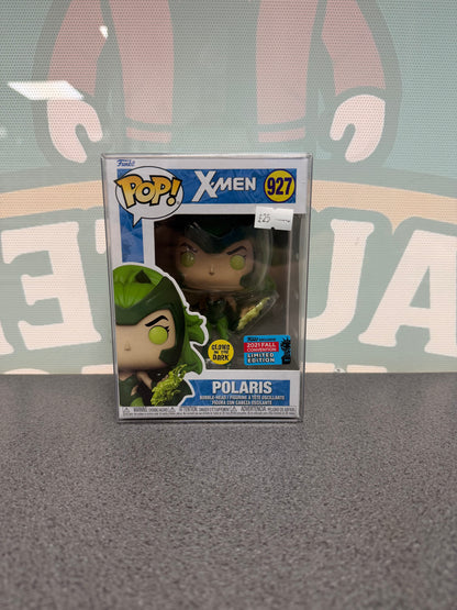Polaris #927 Glow in the Dark – 2021 Fall Convention Funko Pop! from Marvel X-Men – front of box and figure