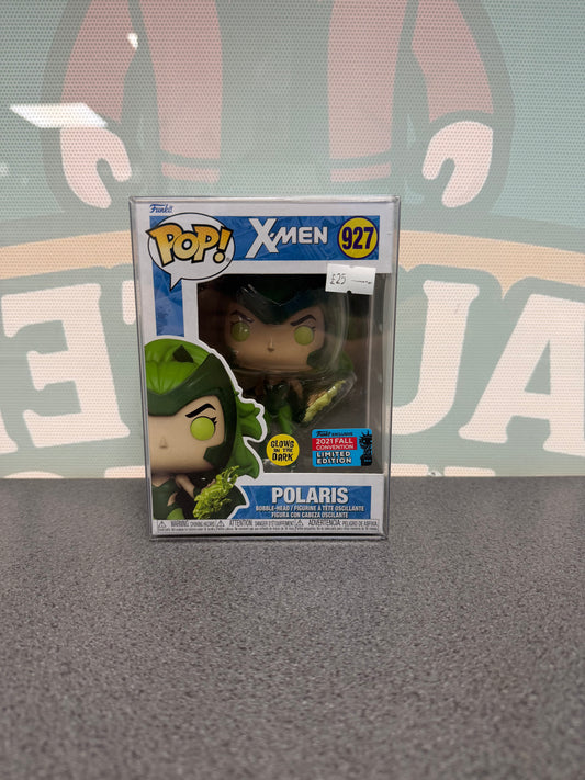 Polaris #927 Glow in the Dark – 2021 Fall Convention Funko Pop! from Marvel X-Men – front of box and figure