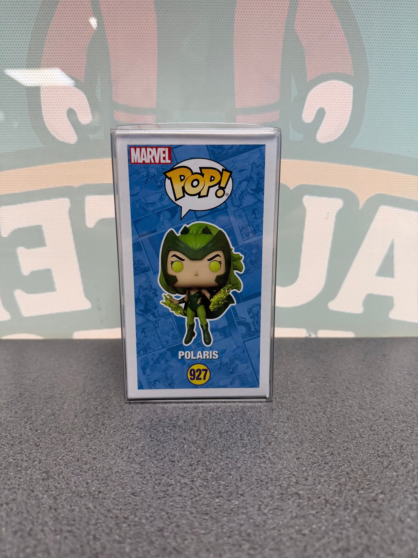 Polaris #927 Glow in the Dark – 2021 Fall Convention Funko Pop! from Marvel X-Men – other side of box