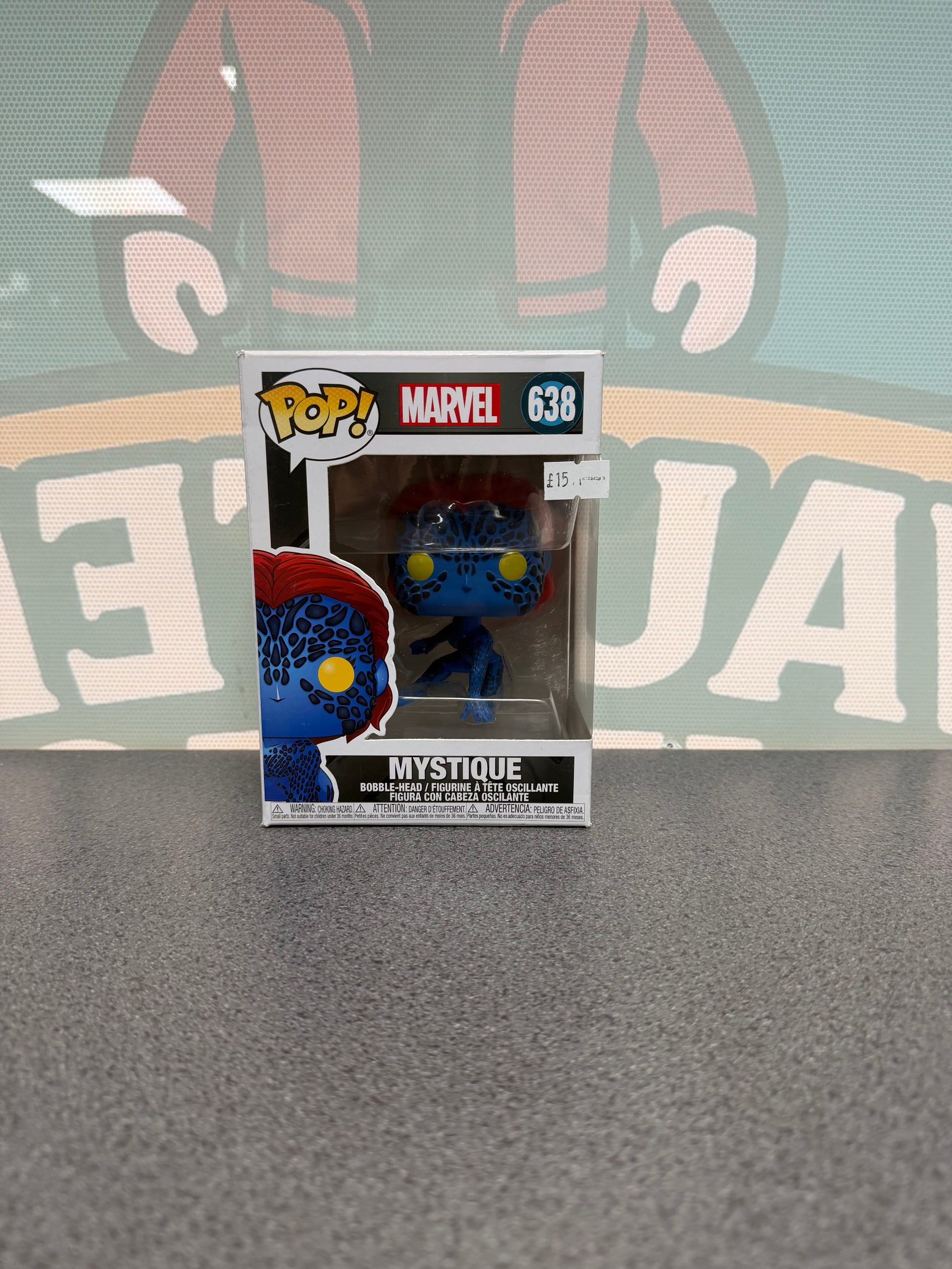 Mystique #638 Funko Pop! from Marvel X-Men – front of box and figure