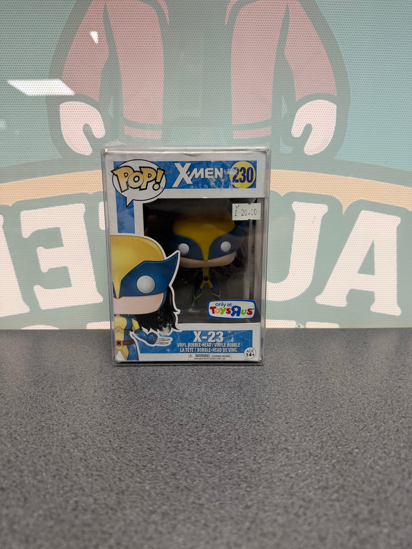 X-23 #230 Toys R Us Exclusive Funko Pop! from Marvel X-Men – front of box and figure