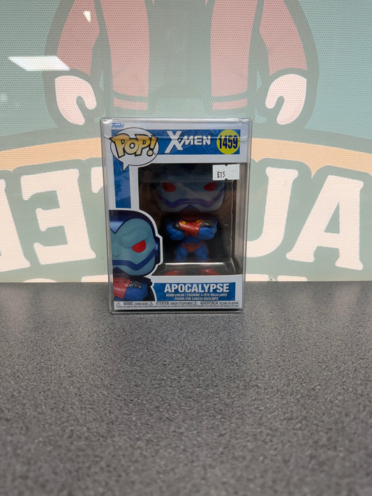 Apocalypse #1459 Funko Pop! from Marvel X-Men: Age of Apocalypse – front of box and figure