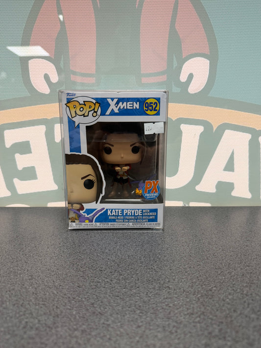 Kate Pryde with Lockheed #952 PX Previews Exclusive Funko Pop! from Marvel X-Men – front of box and figure