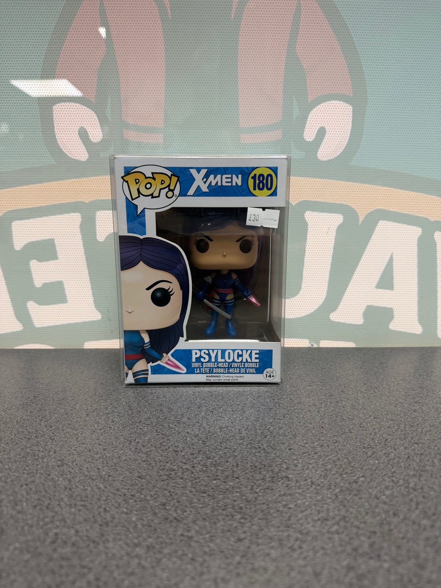 Psylocke #180 Funko Pop! from Marvel X-Men – front of box and figure