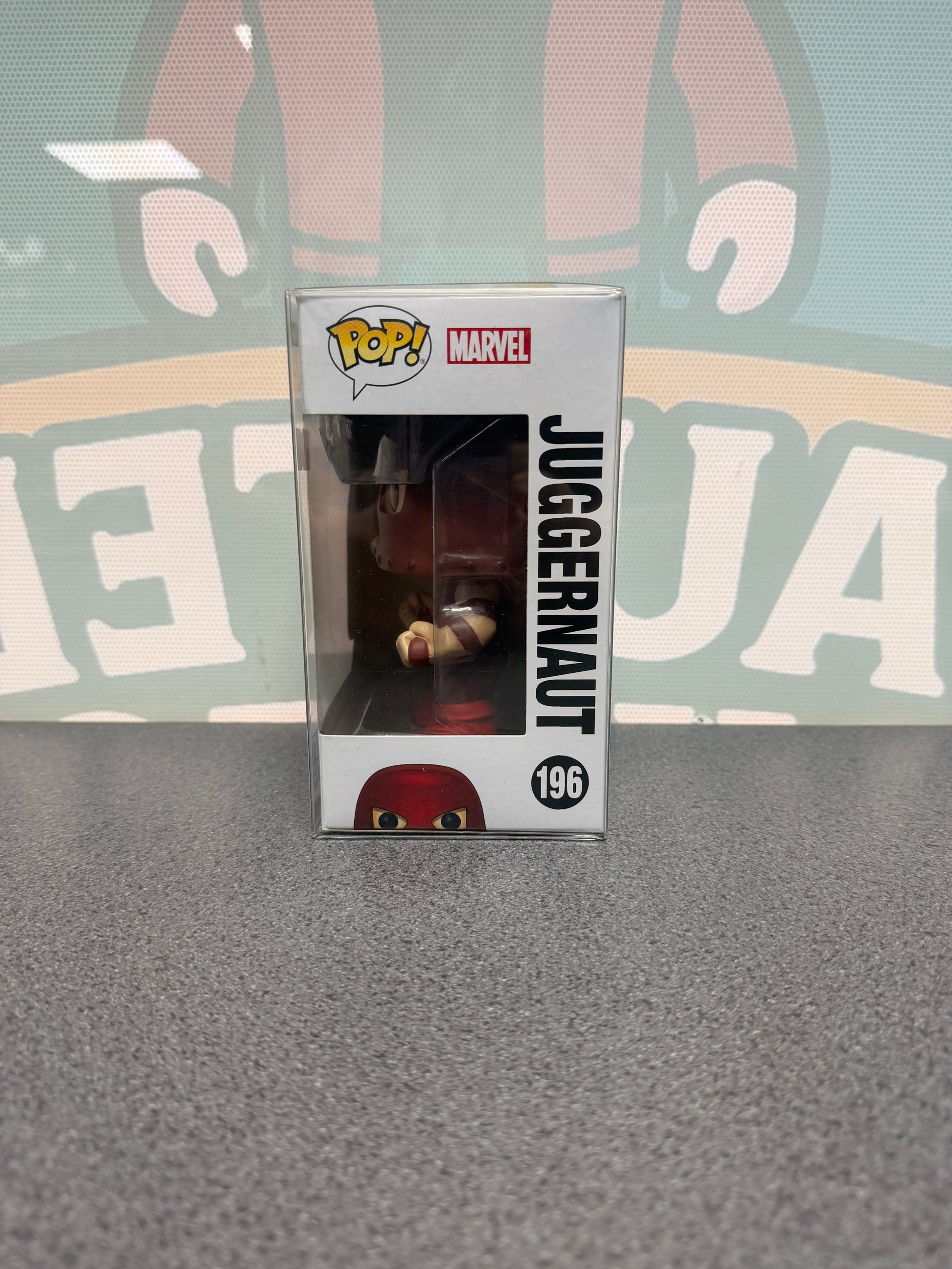 Juggernaut #196 Funko Pop! from Marvel X-Men – window side of box