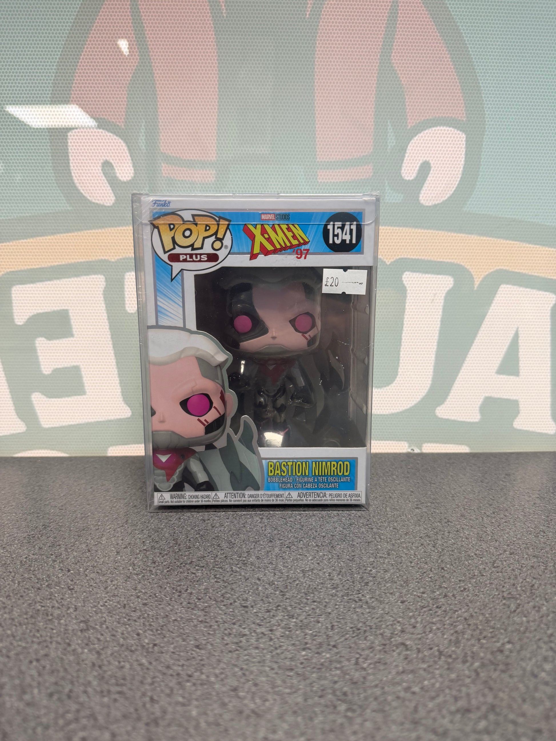 Bastion Nimrod #1541 Pop! Plus Funko Pop! from Marvel X-Men '97 – front of box and figure
