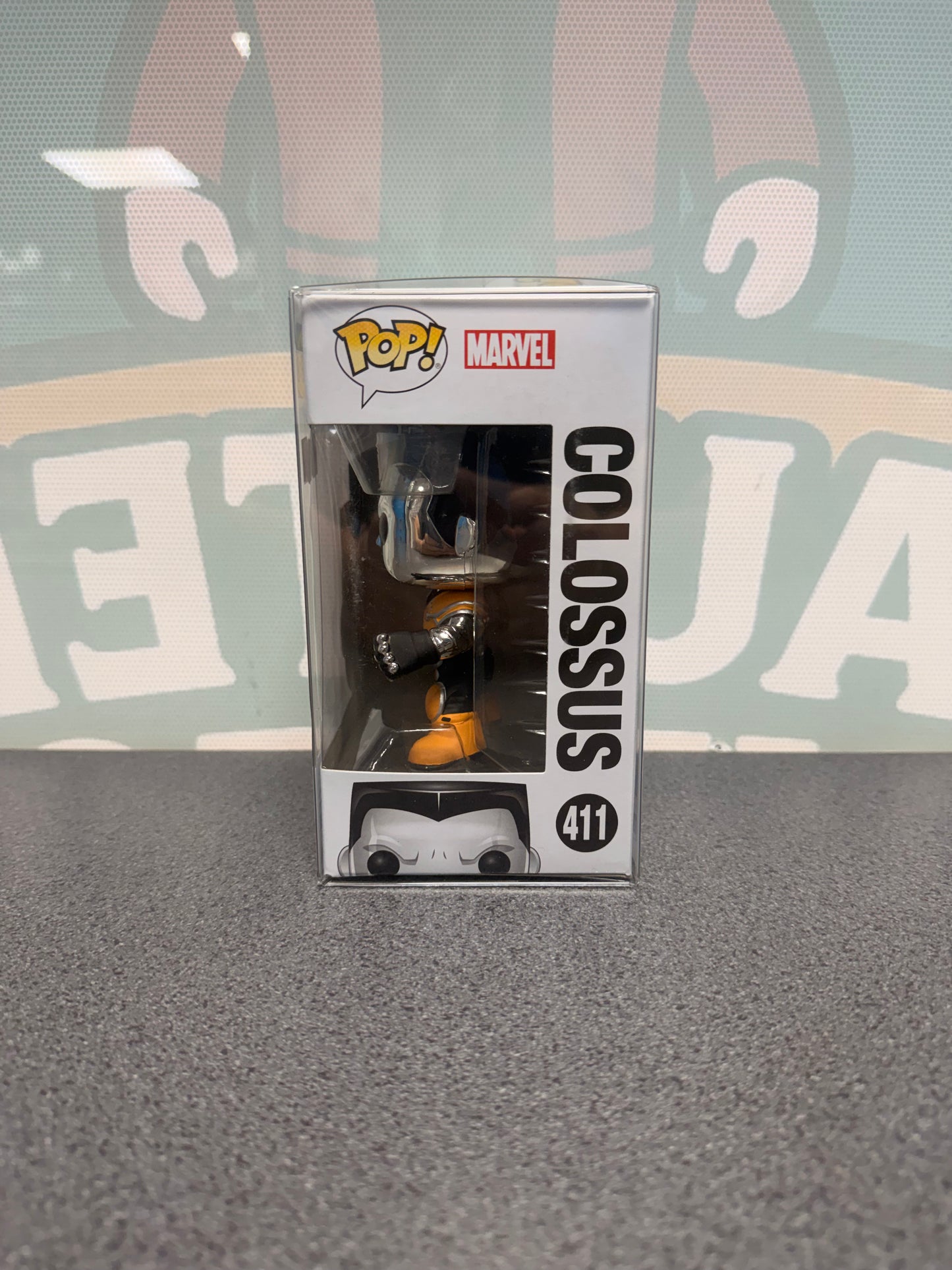 Colossus #411 Funko Pop! from Marvel X-Men – window side of box