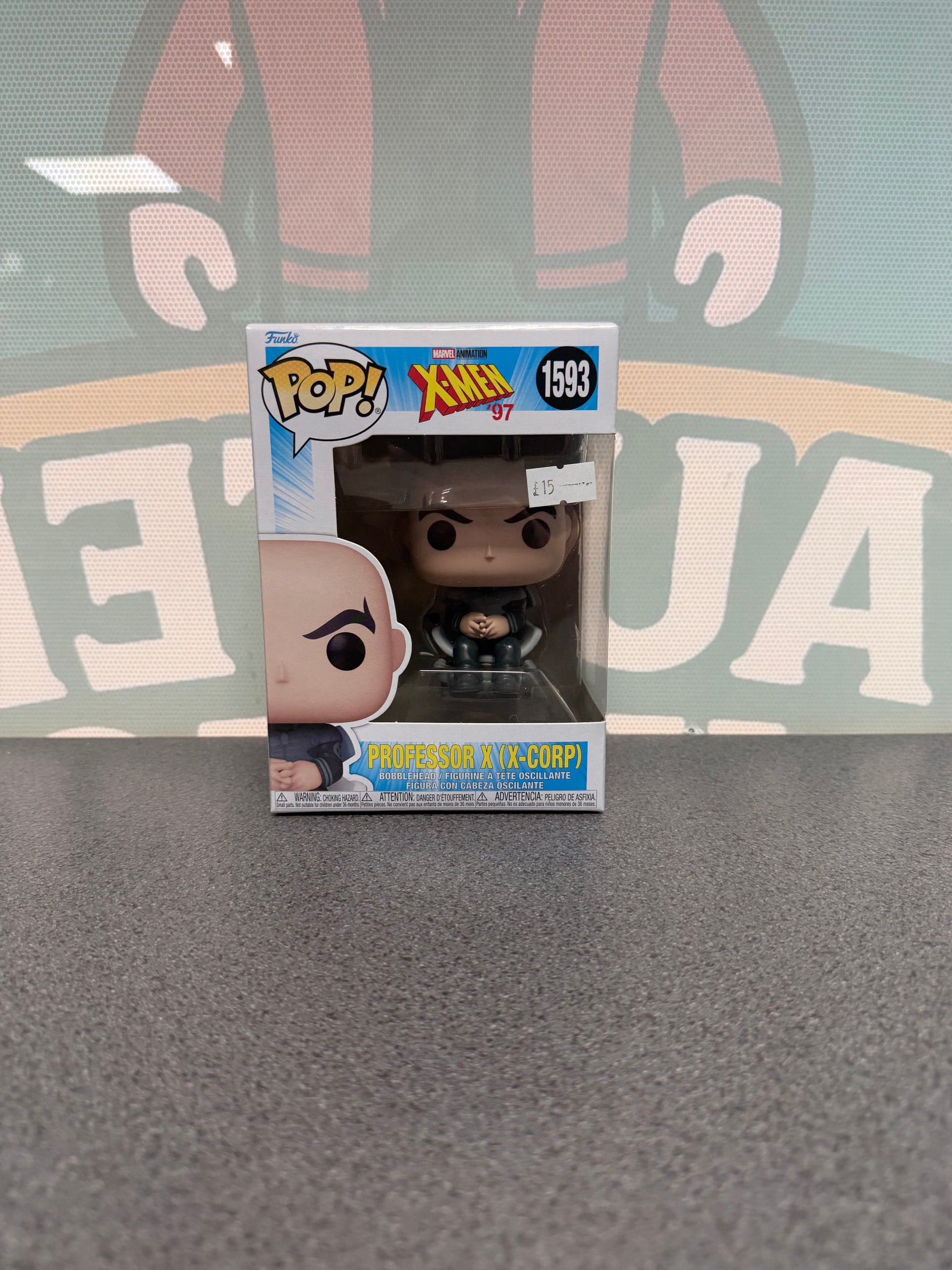 Professor X (X-Corp) #1593 Funko Pop! from Marvel X-Men '97 – front of box and figure