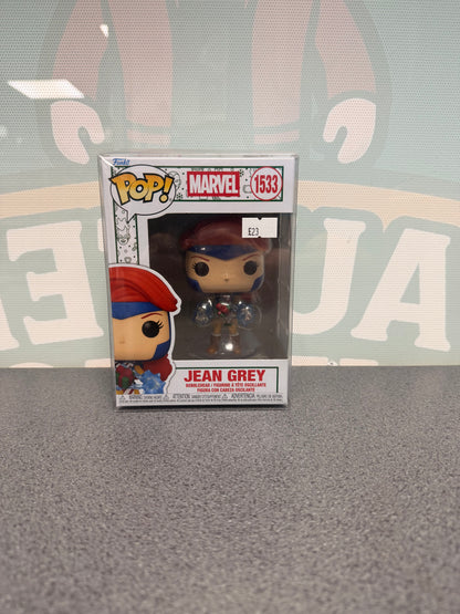 Jean Grey with Present #1533 Holiday Funko Pop! from Marvel X-Men – front of box and figure