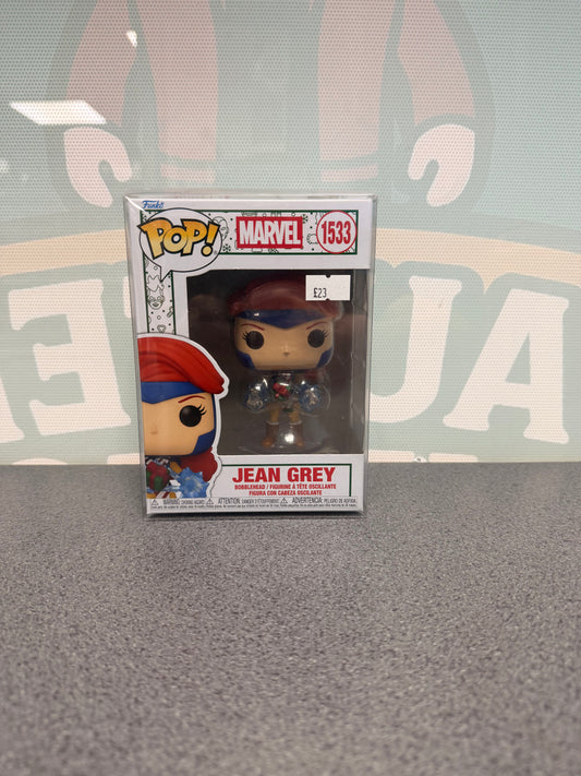 Jean Grey with Present #1533 Holiday Funko Pop! from Marvel X-Men – front of box and figure