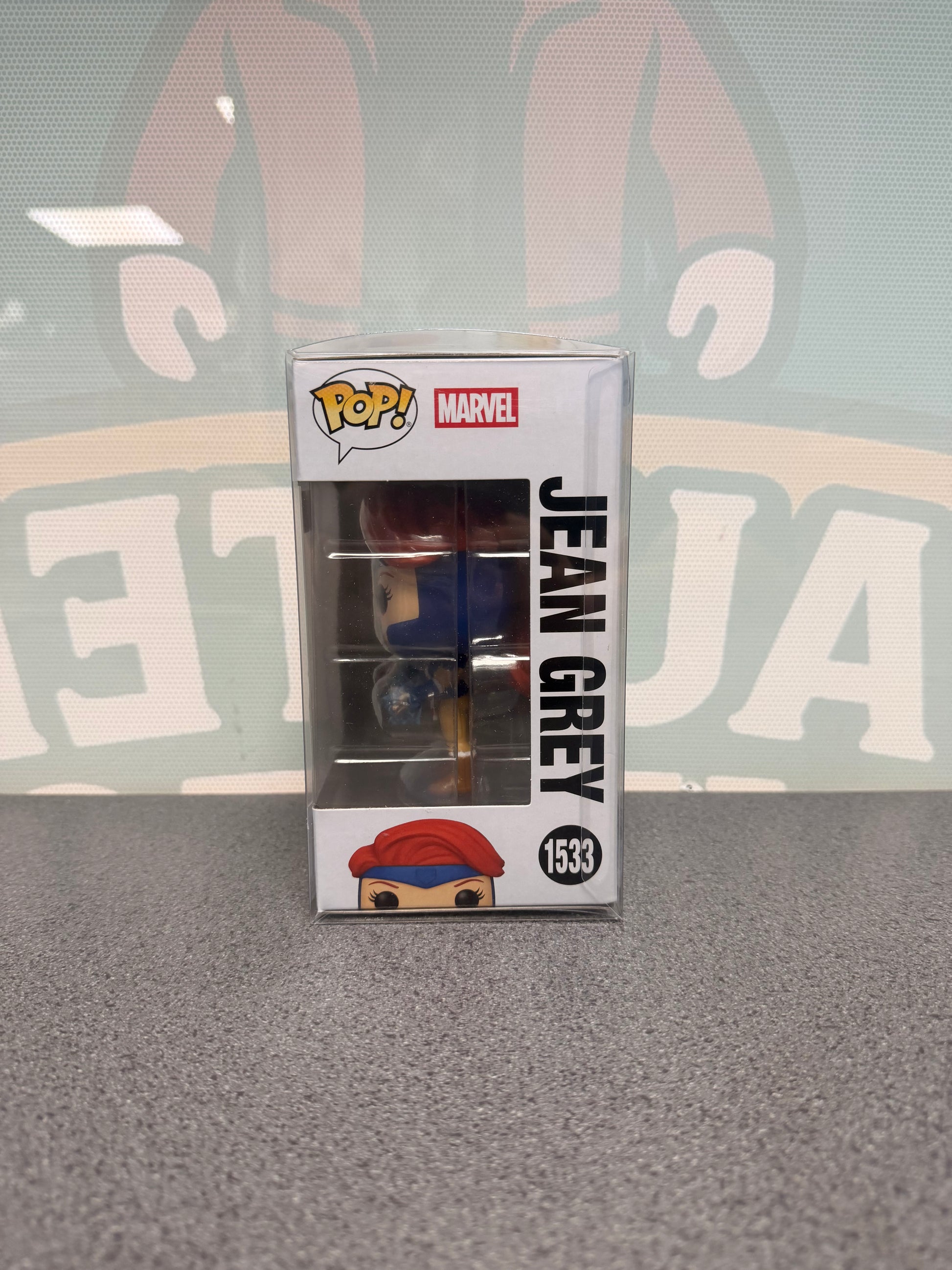 Jean Grey with Present #1533 Holiday Funko Pop! from Marvel X-Men – window side of box