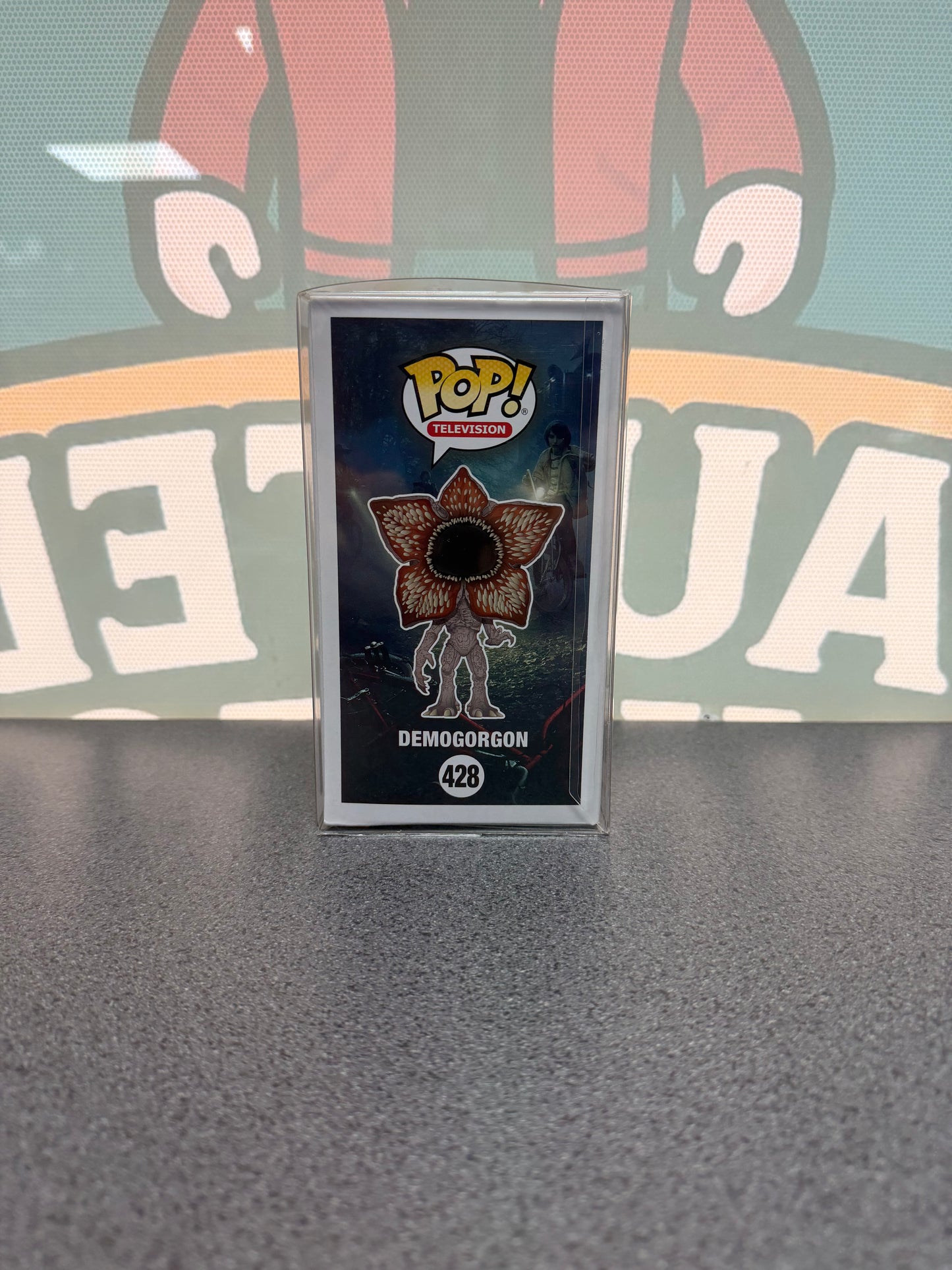 Demogorgon Chase Funko Pop! #428 from Stranger Things – illustrated side of box