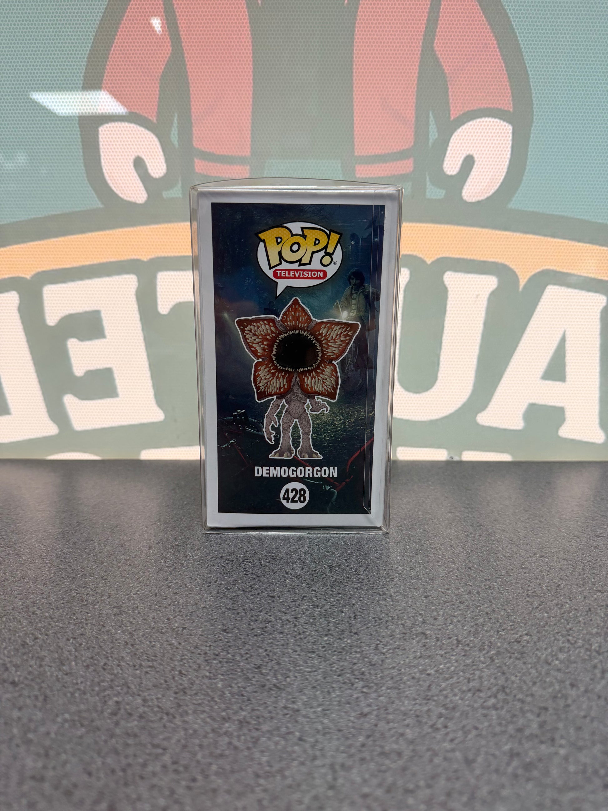 Demogorgon Chase Funko Pop! #428 from Stranger Things – illustrated side of box