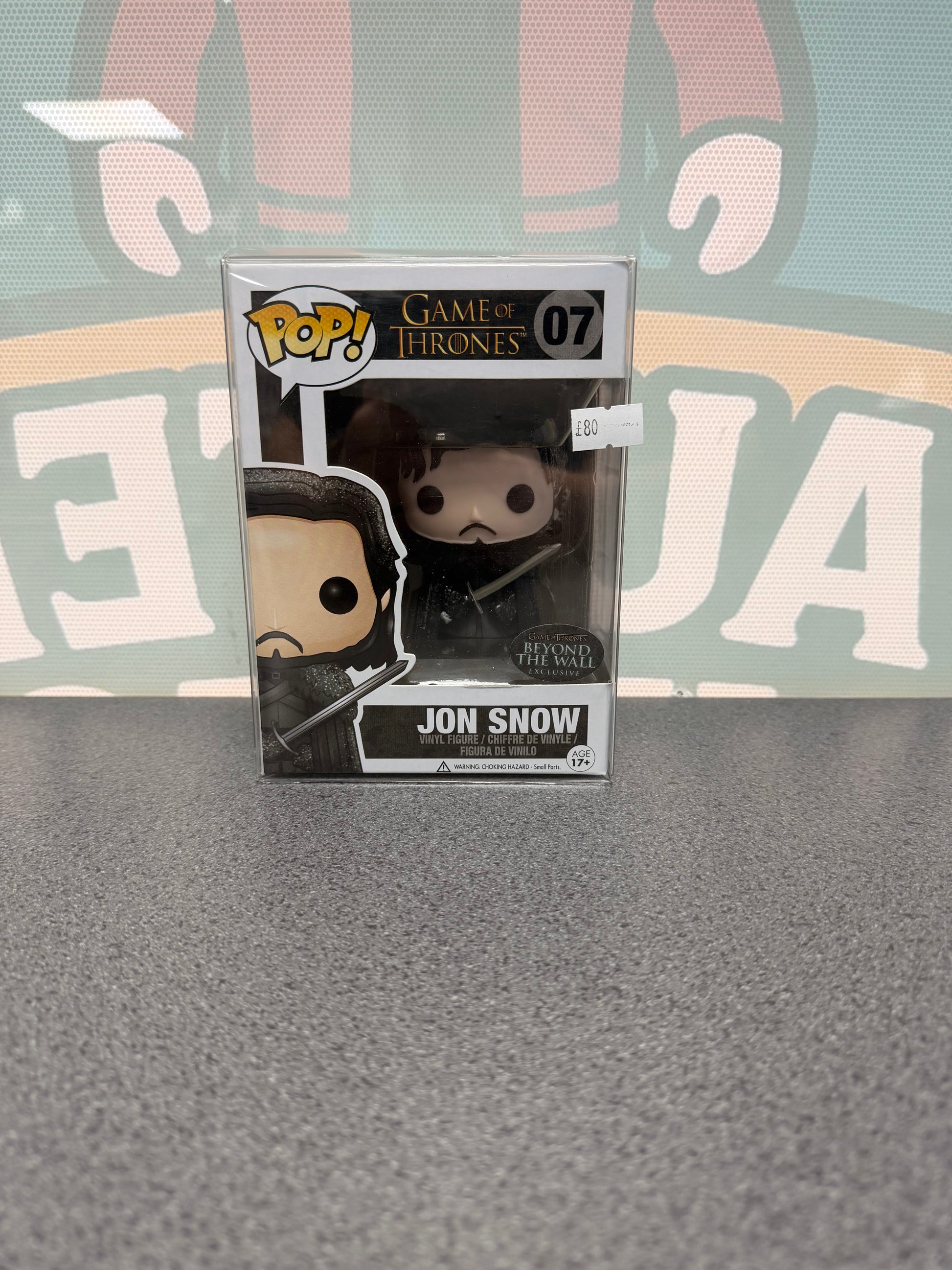 Jon Snow Beyond the Wall Exclusive Funko Pop! #07 from Game of Thrones – front of box and figure