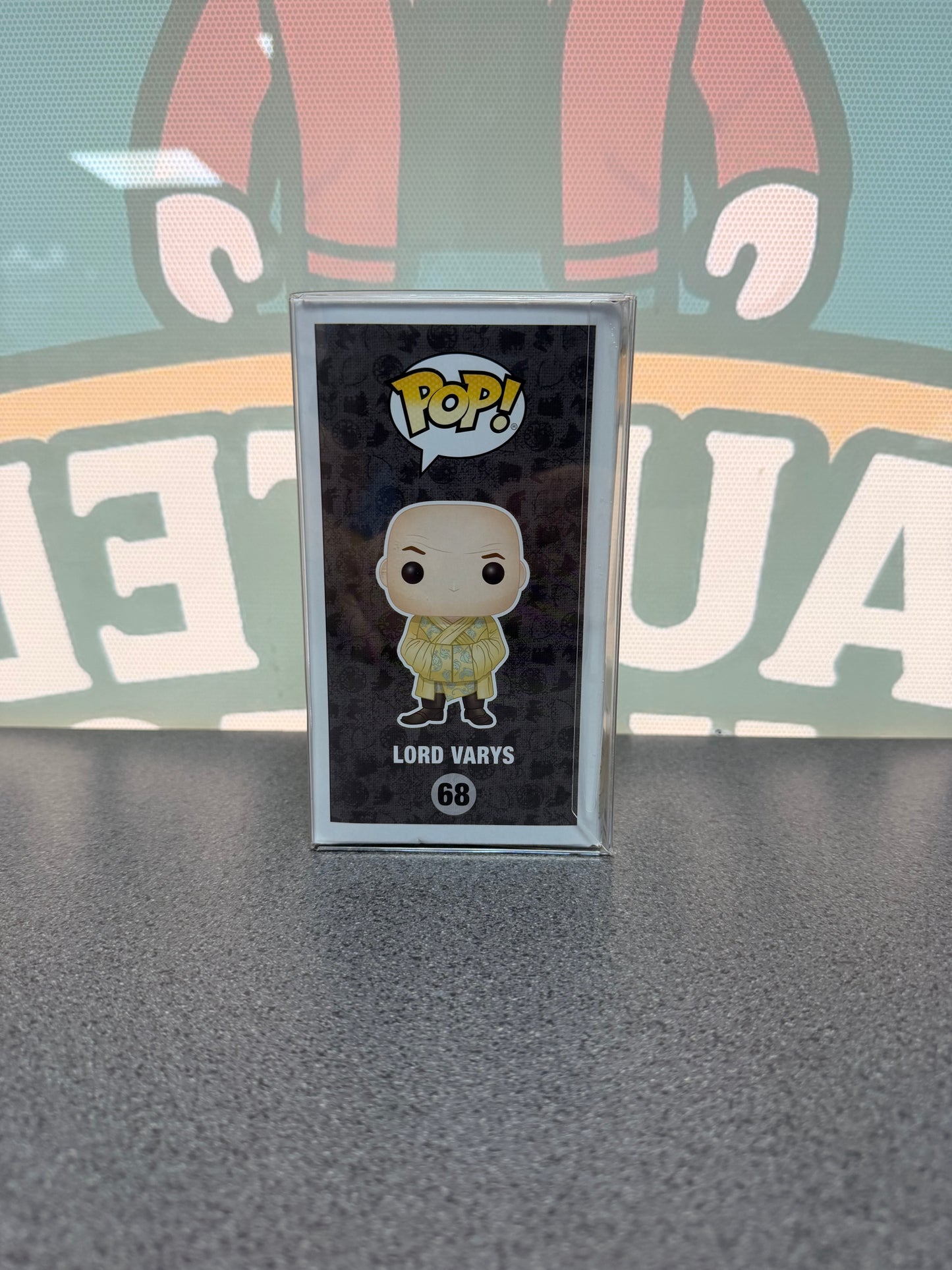 Lord Varys Funko Pop! #68 from Game of Thrones – illustrated side of box