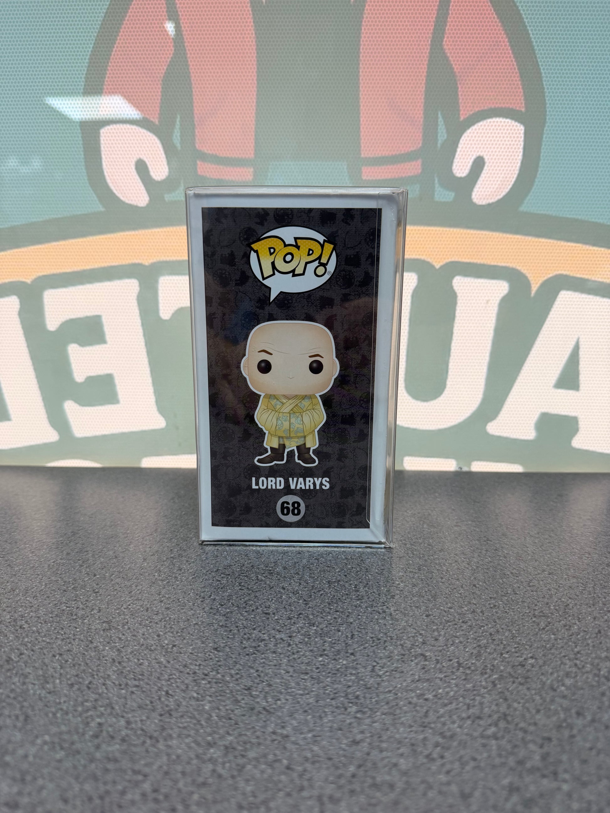 Lord Varys Funko Pop! #68 from Game of Thrones – illustrated side of box