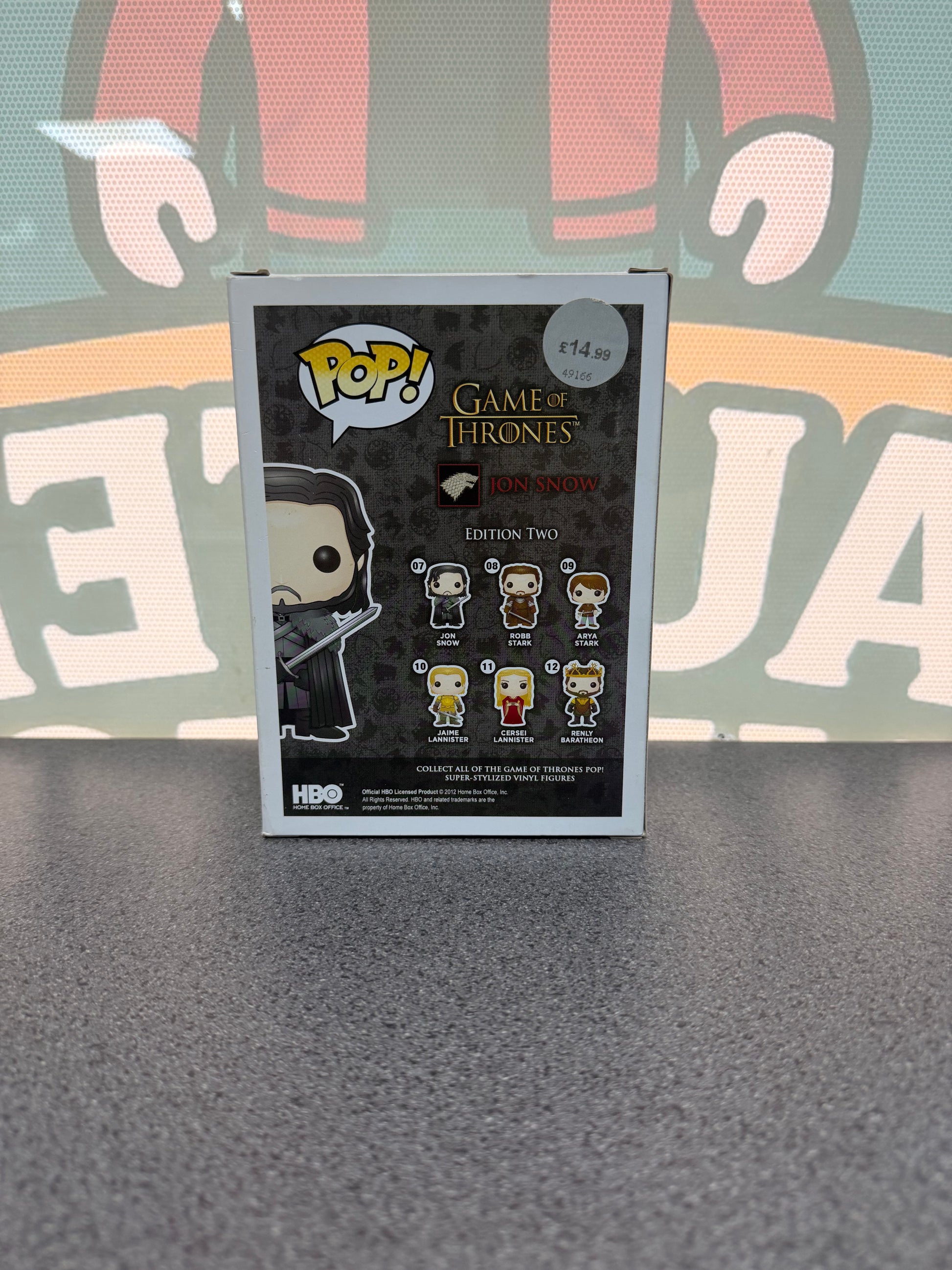 Jon Snow Funko Pop! #07 from Game of Thrones – back of box