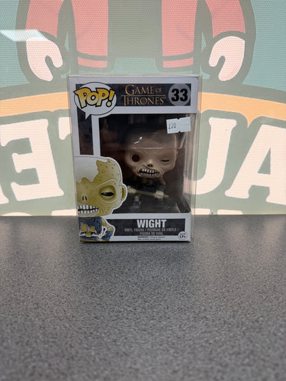 Wight Funko Pop! #33 from Game of Thrones – front of box and figure