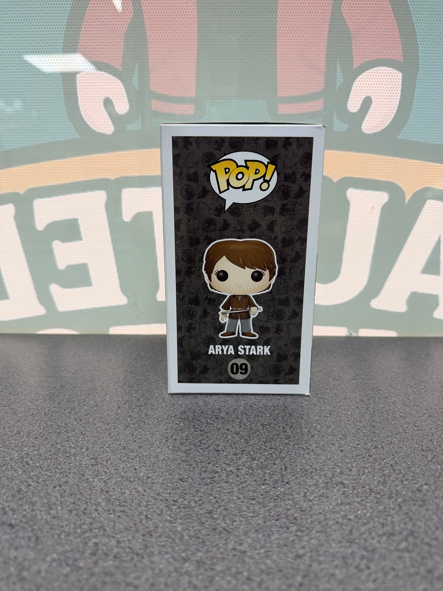 Arya Stark Funko Pop! #09 from Game of Thrones – illustrated side of box